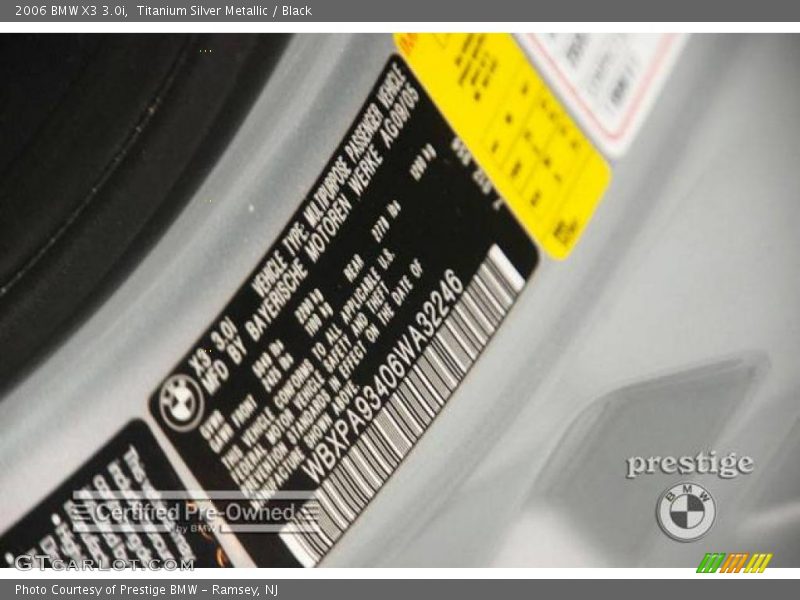 Titanium Silver Metallic / Black 2006 BMW X3 3.0i