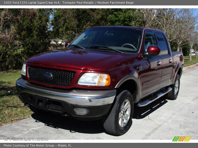 Toreador Red Metallic / Medium Parchment Beige 2003 Ford F150 Lariat SuperCrew 4x4