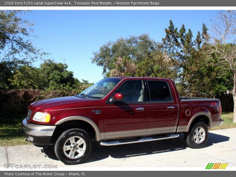 Toreador Red Metallic / Medium Parchment Beige 2003 Ford F150 Lariat SuperCrew 4x4