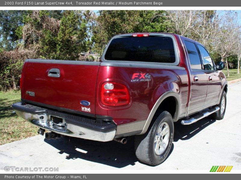 Toreador Red Metallic / Medium Parchment Beige 2003 Ford F150 Lariat SuperCrew 4x4