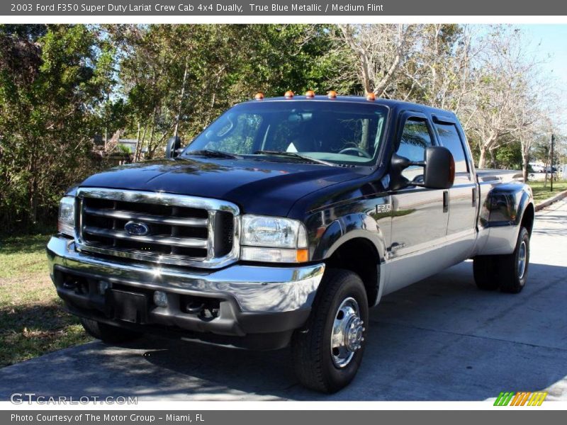 True Blue Metallic / Medium Flint 2003 Ford F350 Super Duty Lariat Crew Cab 4x4 Dually