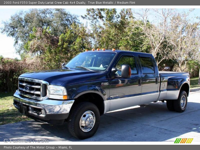 True Blue Metallic / Medium Flint 2003 Ford F350 Super Duty Lariat Crew Cab 4x4 Dually