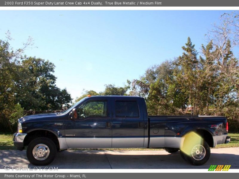 True Blue Metallic / Medium Flint 2003 Ford F350 Super Duty Lariat Crew Cab 4x4 Dually