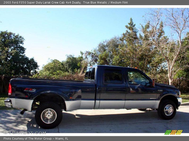 True Blue Metallic / Medium Flint 2003 Ford F350 Super Duty Lariat Crew Cab 4x4 Dually