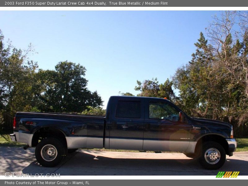 True Blue Metallic / Medium Flint 2003 Ford F350 Super Duty Lariat Crew Cab 4x4 Dually