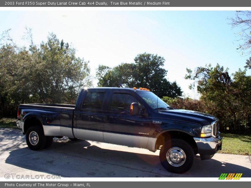 True Blue Metallic / Medium Flint 2003 Ford F350 Super Duty Lariat Crew Cab 4x4 Dually