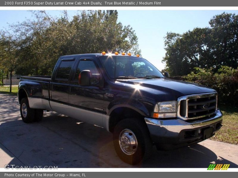 True Blue Metallic / Medium Flint 2003 Ford F350 Super Duty Lariat Crew Cab 4x4 Dually