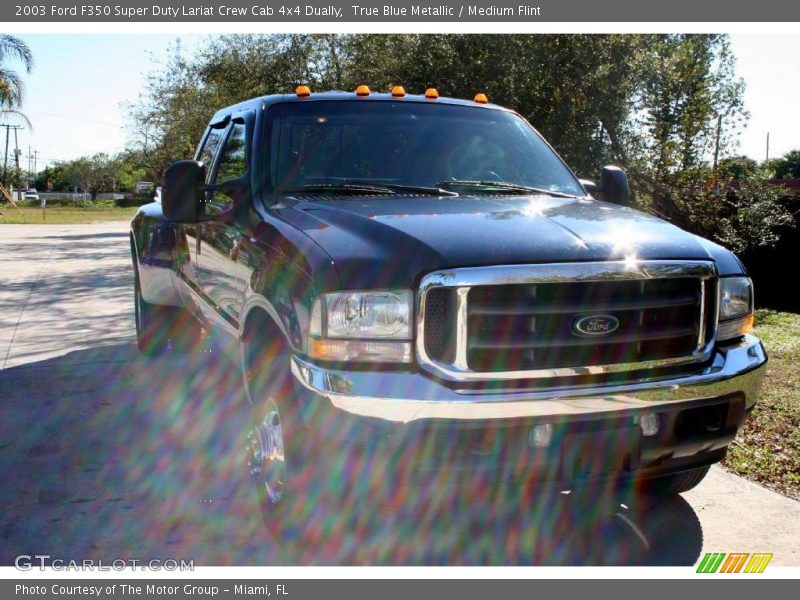 True Blue Metallic / Medium Flint 2003 Ford F350 Super Duty Lariat Crew Cab 4x4 Dually