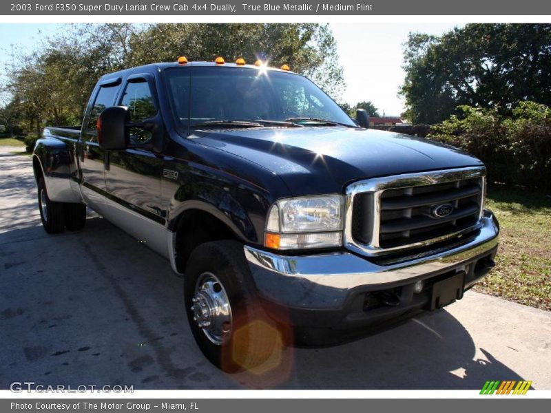 True Blue Metallic / Medium Flint 2003 Ford F350 Super Duty Lariat Crew Cab 4x4 Dually