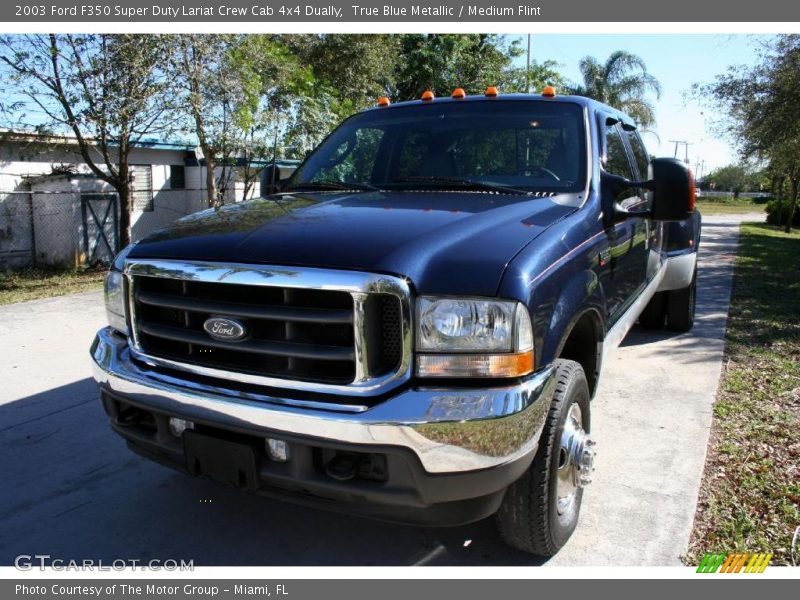 True Blue Metallic / Medium Flint 2003 Ford F350 Super Duty Lariat Crew Cab 4x4 Dually