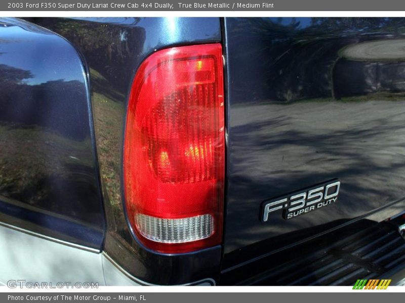 True Blue Metallic / Medium Flint 2003 Ford F350 Super Duty Lariat Crew Cab 4x4 Dually