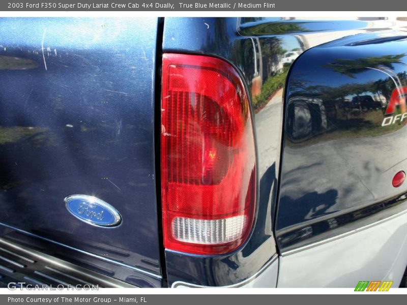 True Blue Metallic / Medium Flint 2003 Ford F350 Super Duty Lariat Crew Cab 4x4 Dually