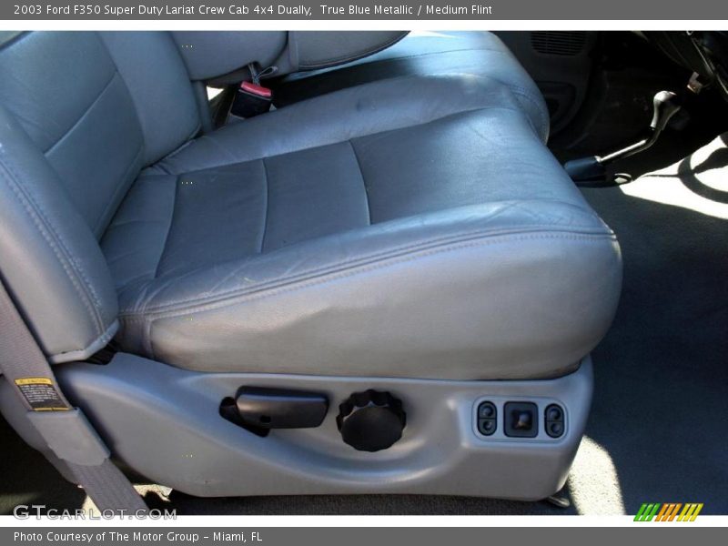 True Blue Metallic / Medium Flint 2003 Ford F350 Super Duty Lariat Crew Cab 4x4 Dually