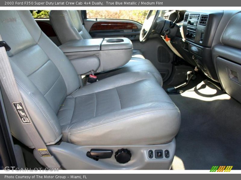 True Blue Metallic / Medium Flint 2003 Ford F350 Super Duty Lariat Crew Cab 4x4 Dually