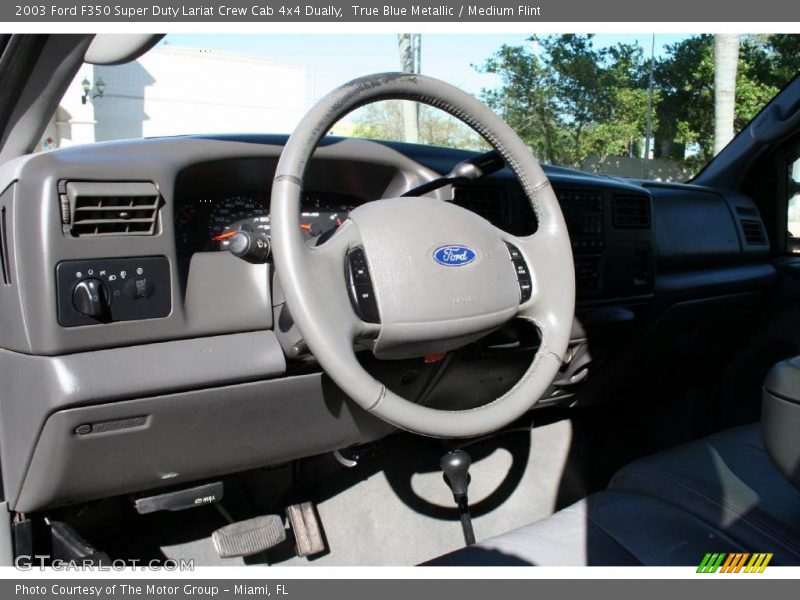 True Blue Metallic / Medium Flint 2003 Ford F350 Super Duty Lariat Crew Cab 4x4 Dually