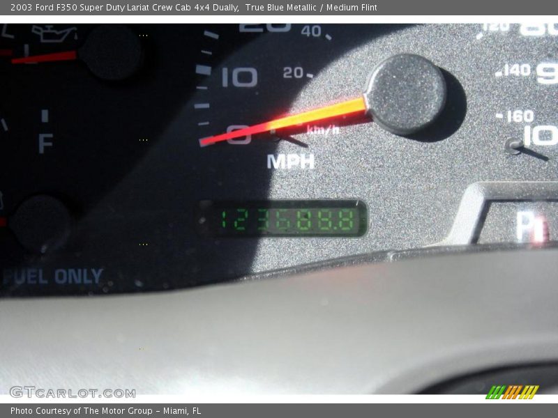 True Blue Metallic / Medium Flint 2003 Ford F350 Super Duty Lariat Crew Cab 4x4 Dually