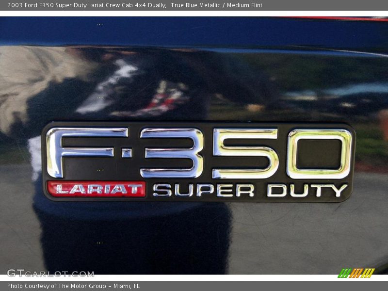 True Blue Metallic / Medium Flint 2003 Ford F350 Super Duty Lariat Crew Cab 4x4 Dually
