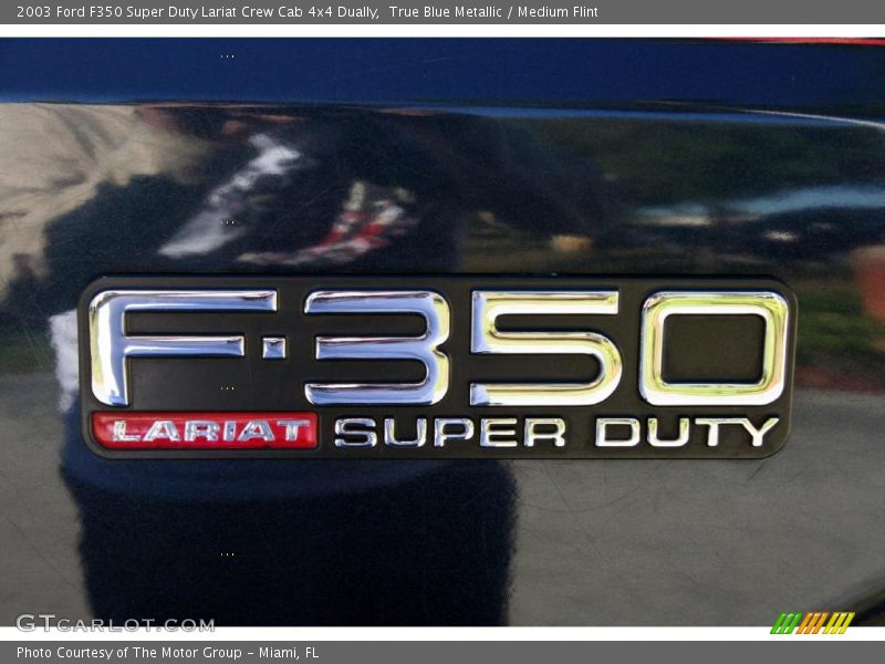 True Blue Metallic / Medium Flint 2003 Ford F350 Super Duty Lariat Crew Cab 4x4 Dually