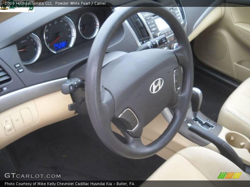 Powder White Pearl / Camel 2009 Hyundai Sonata GLS