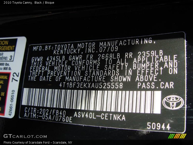 Black / Bisque 2010 Toyota Camry