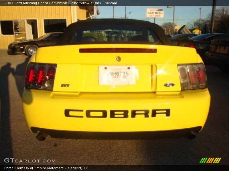 Zinc Yellow / Dark Charcoal 2003 Ford Mustang Cobra Convertible