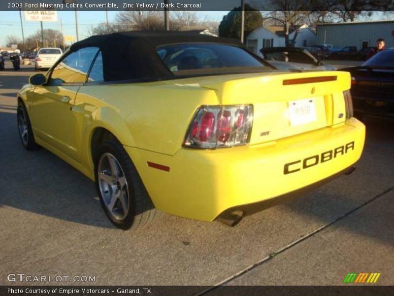 Zinc Yellow / Dark Charcoal 2003 Ford Mustang Cobra Convertible