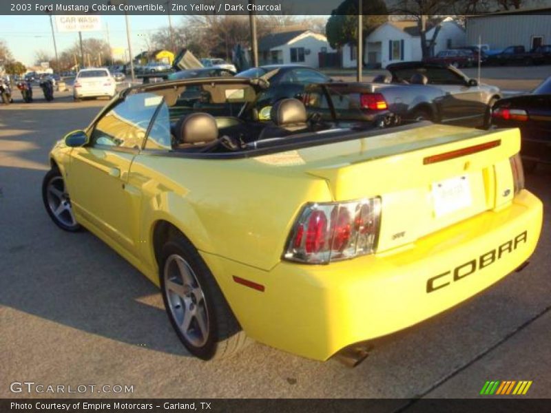 Zinc Yellow / Dark Charcoal 2003 Ford Mustang Cobra Convertible