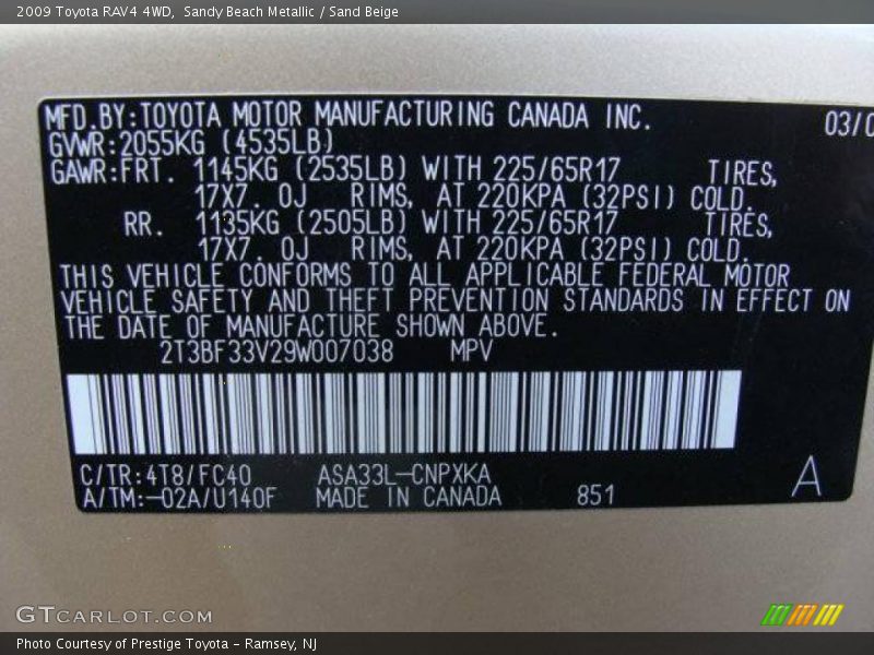 Sandy Beach Metallic / Sand Beige 2009 Toyota RAV4 4WD