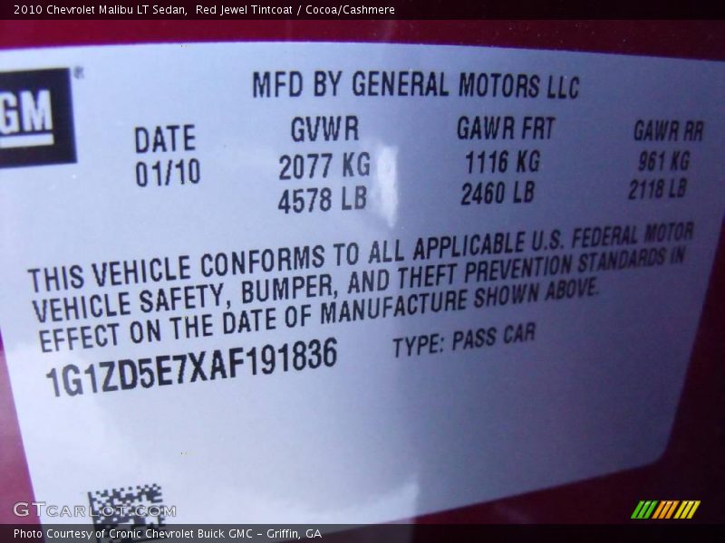 Red Jewel Tintcoat / Cocoa/Cashmere 2010 Chevrolet Malibu LT Sedan