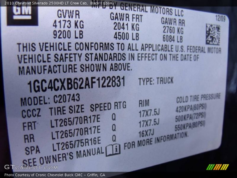 Black / Ebony 2010 Chevrolet Silverado 2500HD LT Crew Cab