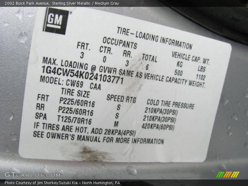 Sterling Silver Metallic / Medium Gray 2002 Buick Park Avenue