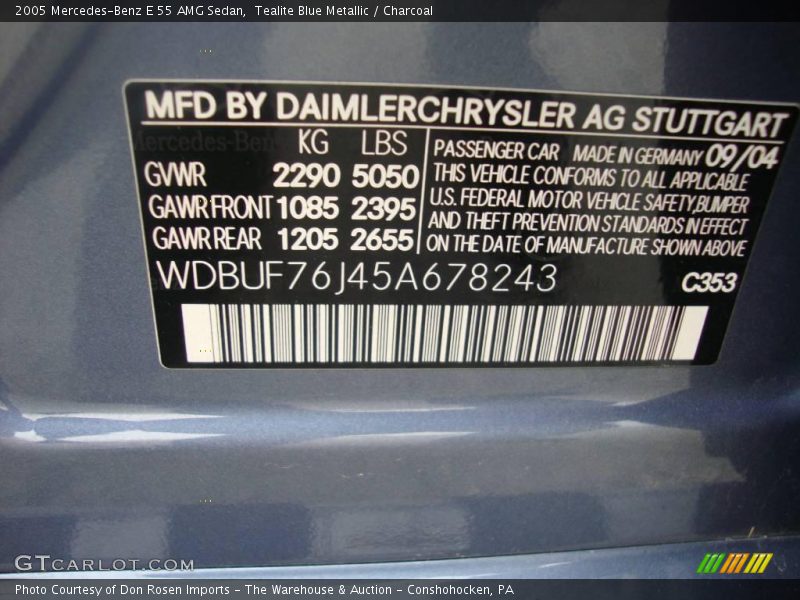 Tealite Blue Metallic / Charcoal 2005 Mercedes-Benz E 55 AMG Sedan