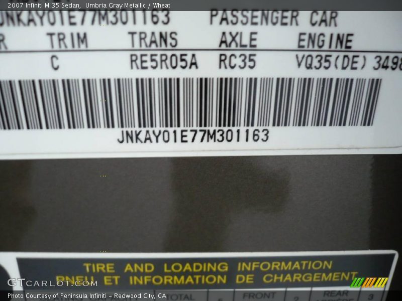 Umbria Gray Metallic / Wheat 2007 Infiniti M 35 Sedan