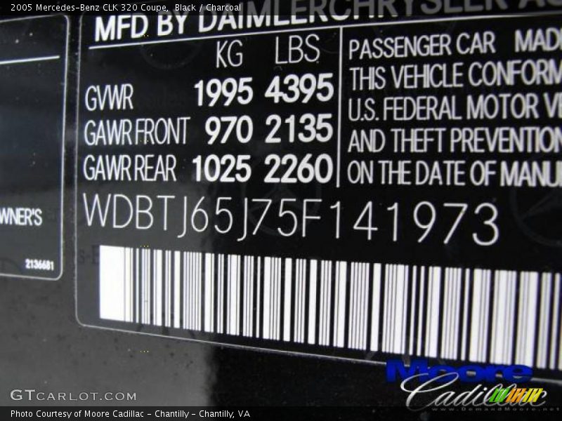 Black / Charcoal 2005 Mercedes-Benz CLK 320 Coupe