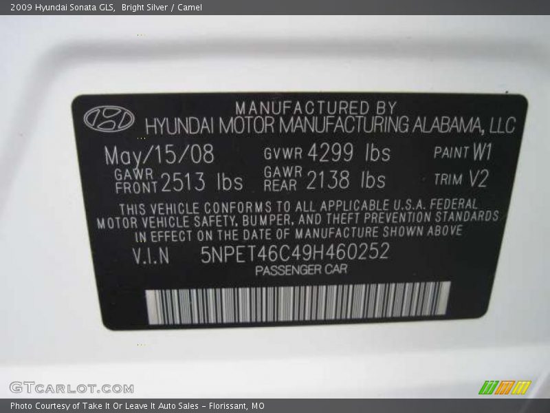 Bright Silver / Camel 2009 Hyundai Sonata GLS