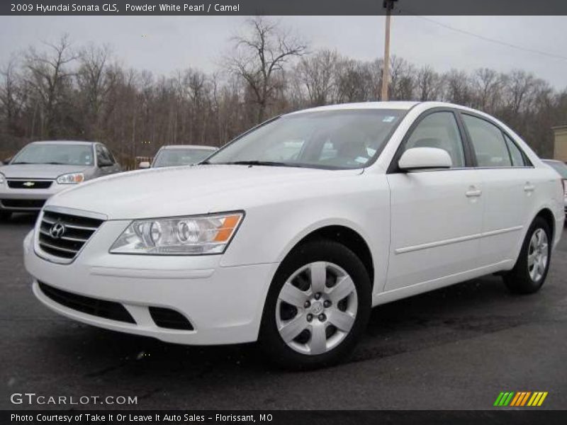 Powder White Pearl / Camel 2009 Hyundai Sonata GLS