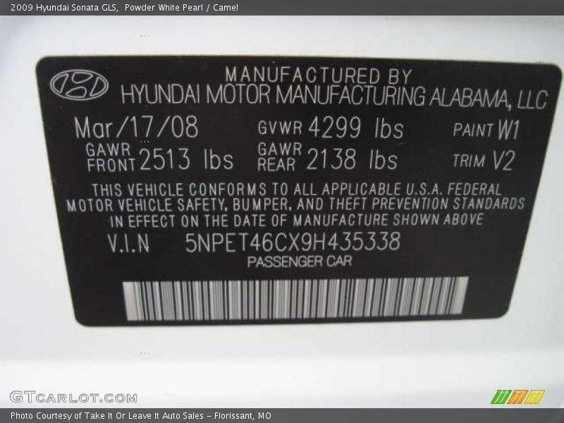 Powder White Pearl / Camel 2009 Hyundai Sonata GLS