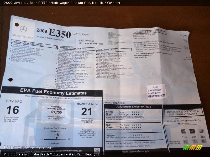 Indium Grey Metallic / Cashmere 2009 Mercedes-Benz E 350 4Matic Wagon