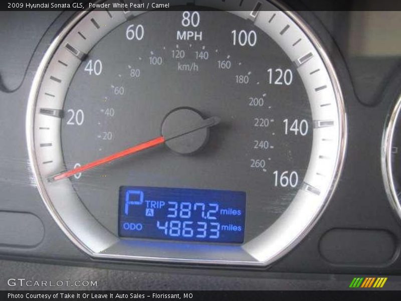 Powder White Pearl / Camel 2009 Hyundai Sonata GLS