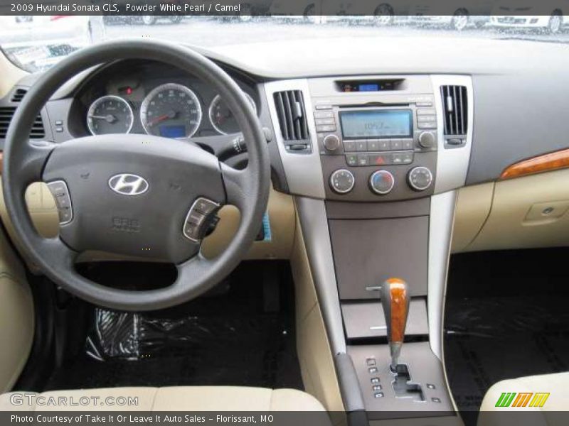 Powder White Pearl / Camel 2009 Hyundai Sonata GLS