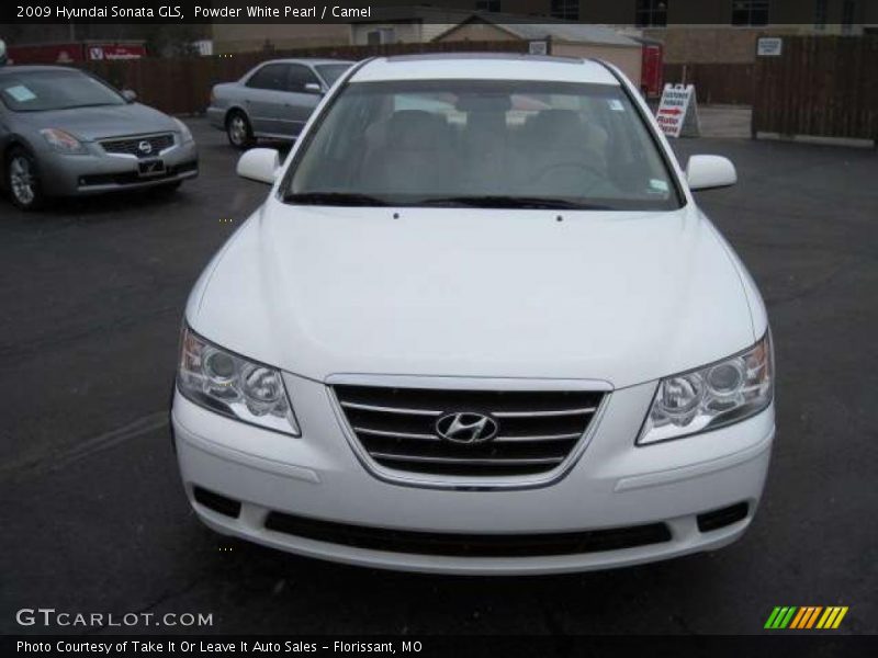 Powder White Pearl / Camel 2009 Hyundai Sonata GLS