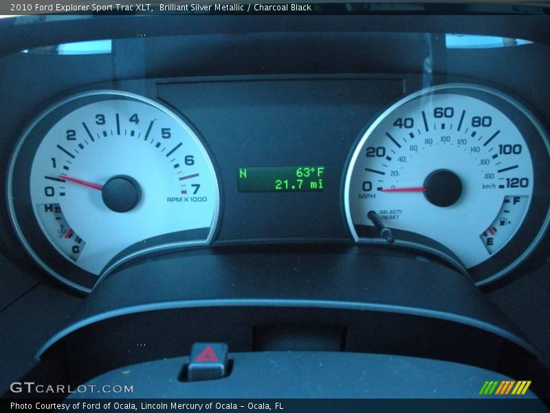 Brilliant Silver Metallic / Charcoal Black 2010 Ford Explorer Sport Trac XLT