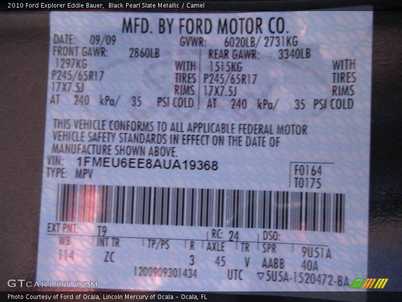 Black Pearl Slate Metallic / Camel 2010 Ford Explorer Eddie Bauer