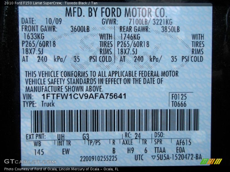 Tuxedo Black / Tan 2010 Ford F150 Lariat SuperCrew