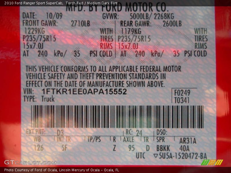 Torch Red / Medium Dark Flint 2010 Ford Ranger Sport SuperCab