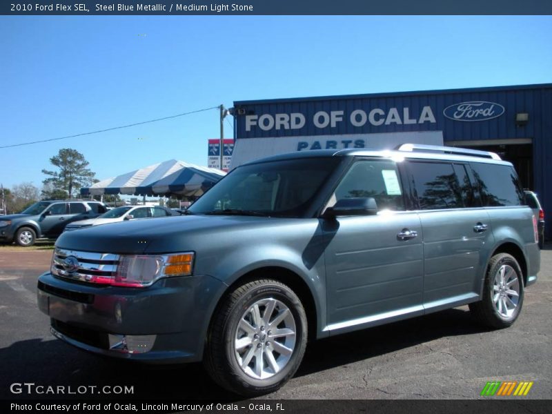 Steel Blue Metallic / Medium Light Stone 2010 Ford Flex SEL