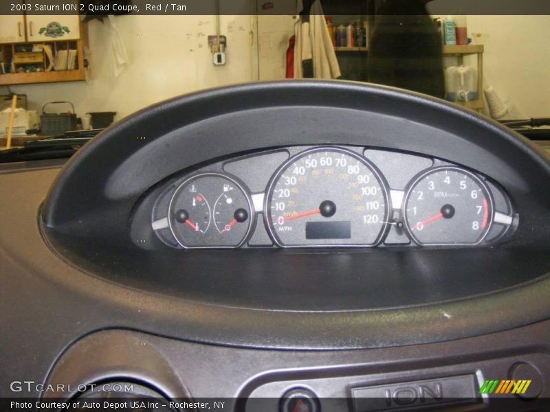 Red / Tan 2003 Saturn ION 2 Quad Coupe
