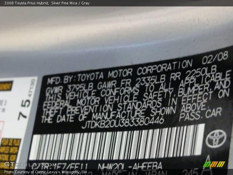 Silver Pine Mica / Gray 2008 Toyota Prius Hybrid