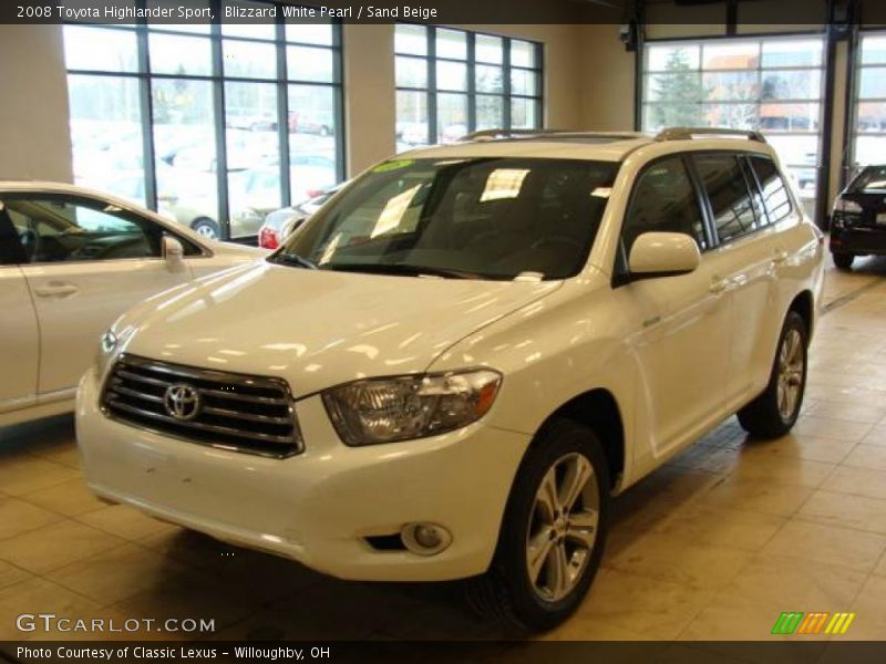 Blizzard White Pearl / Sand Beige 2008 Toyota Highlander Sport