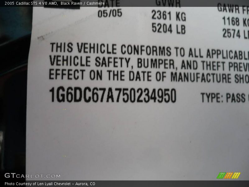 Black Raven / Cashmere 2005 Cadillac STS 4 V8 AWD